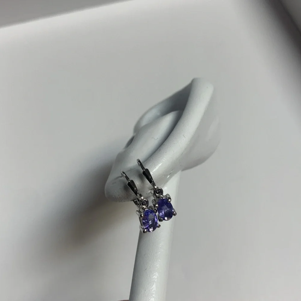 Sterling silver with purple stones girls’ dangling earrings